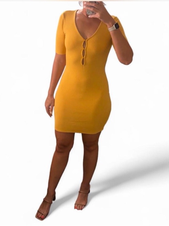Abercrombie & Fitch Dresses & Skirts - Abercrombie & Fitch Mustard Yellow Ribbed Mini Dress Medium Tall